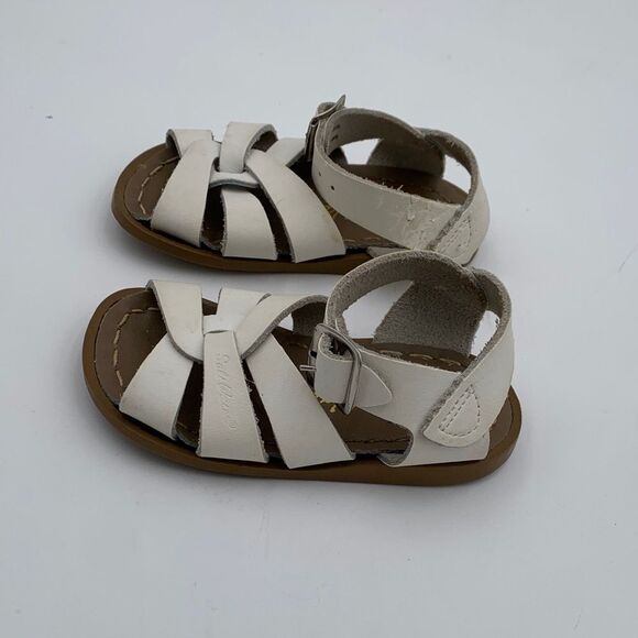 Saltwater white classic leather summer sandals size 4 - Picture 4 of 9